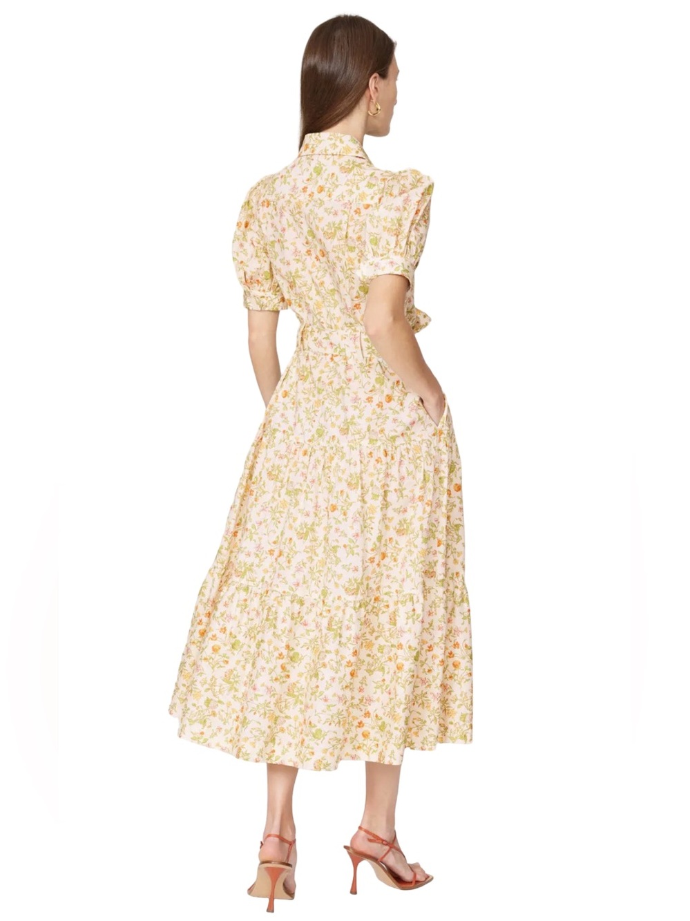 NWT Derek Lam 10 Crosby Buffy Utility Floral Midi Dress Puff Sleeve Size 6 - Picture 3 of 13